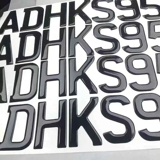 14 x 3D Gel Raised Letters for Number Plates